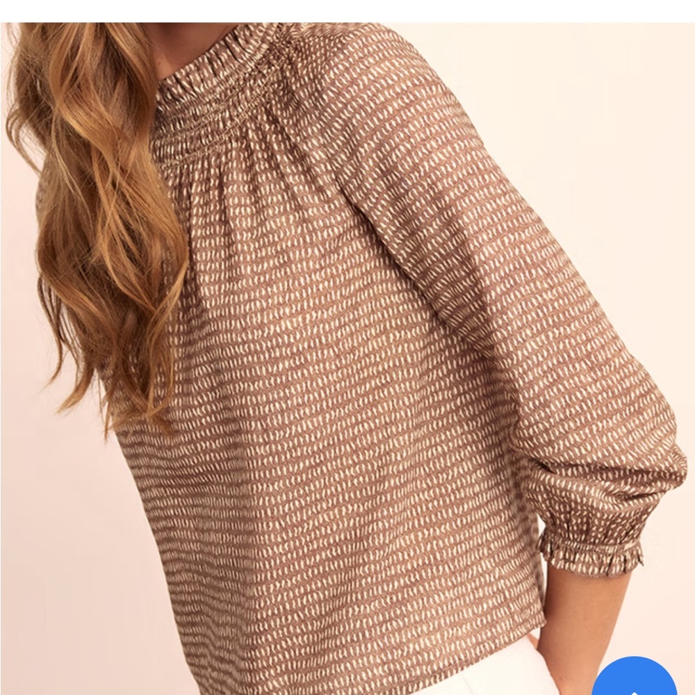 J. McLaughlin Antonia Blouse Brown/ White Sz L
